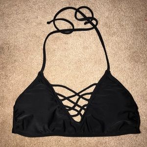 Black Lace Up Bikini Top